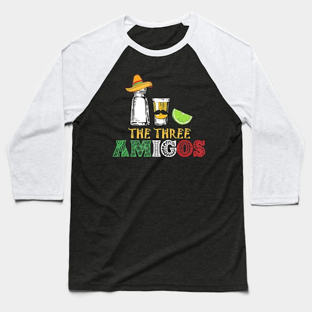 The 3 Three Amigos T-shirt - salt, tequila & lime Baseball T-Shirt by franzaled